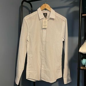 Slim Fit White and Navy Button Down